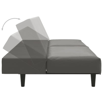 Sofá-cama de 2 lugares couro artificial cinzento