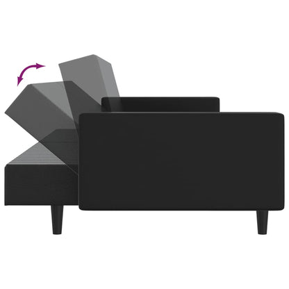 Sofá-cama de 2 lugares couro artificial preto