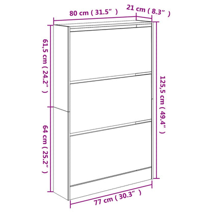 Sapateira 80x21x125,5 cm derivados de madeira cinzento cimento