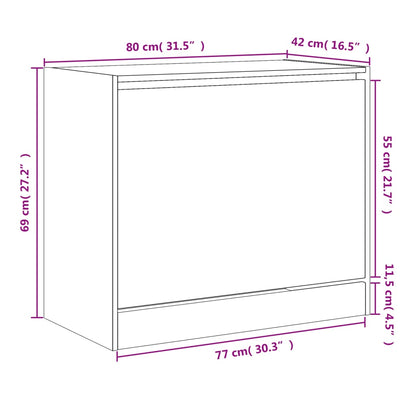 Sapateira 80x42x69 cm derivados de madeira cinzento cimento