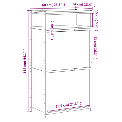 Sapateira 60x34x112 cm derivados de madeira cinzento sonoma