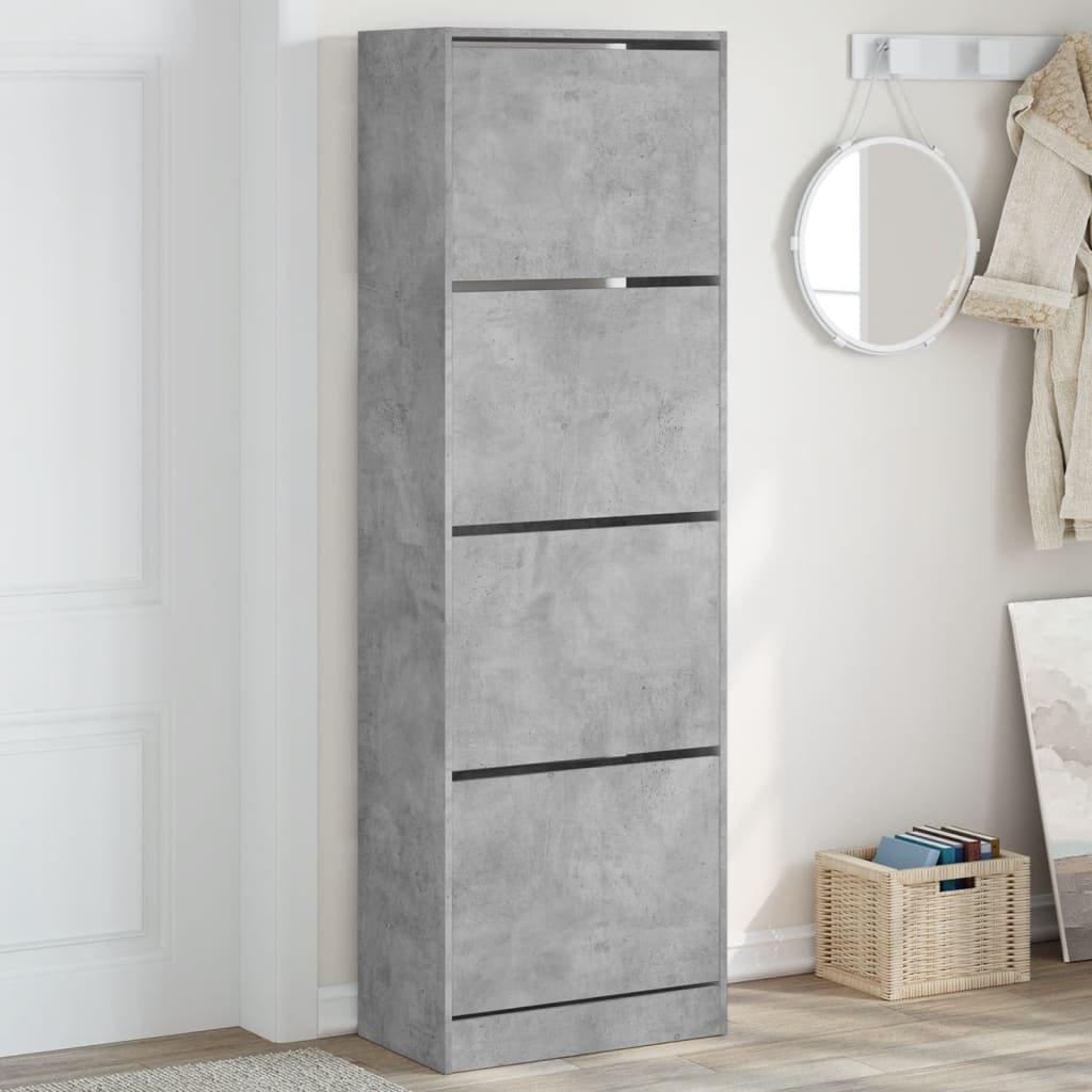 Sapateira c/ 4 gavetas articuladas 60x34x187,5 cm cinza cimento