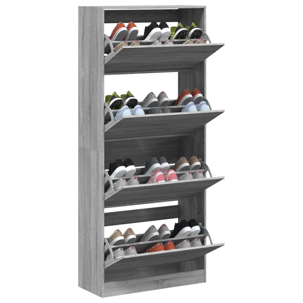 Sapateira c/ 4 gavetas articuladas 80x34x187,5 cm cinza sonoma