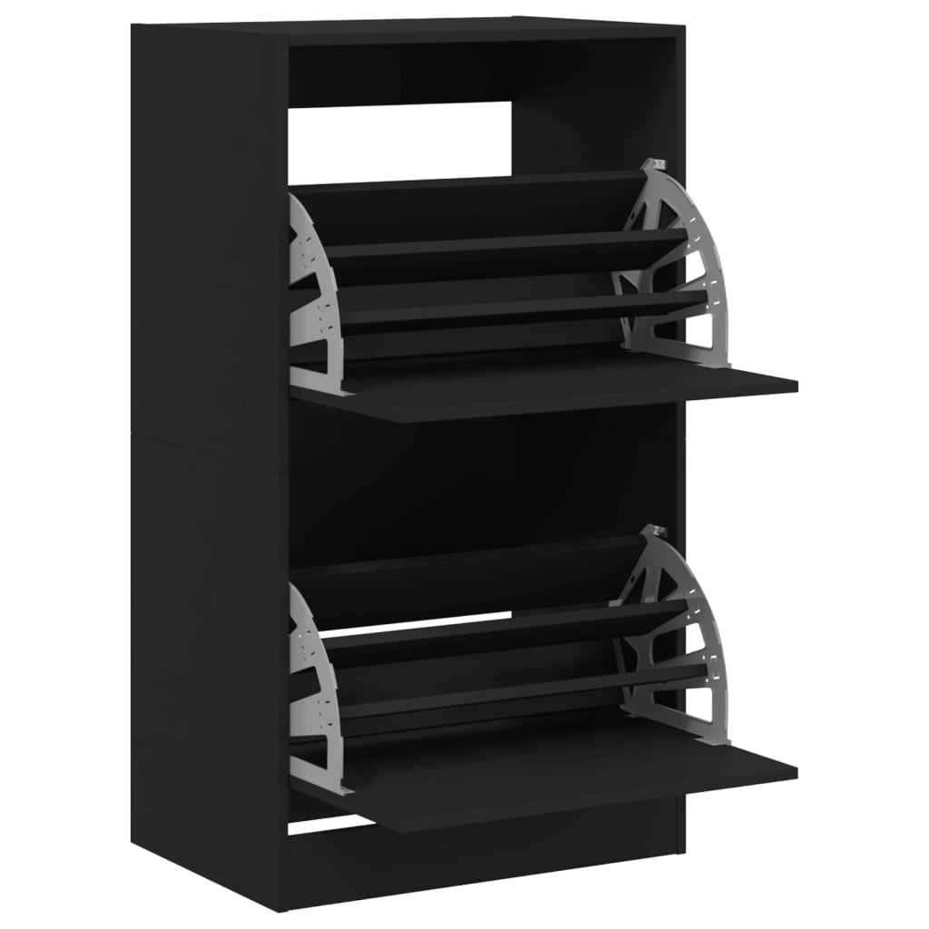 Sapateira c/ 2 gavetas articuladas 60x42x108 cm preto