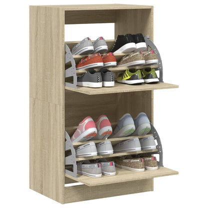 Sapateira c/ 2 gavetas articuladas 60x42x108 cm carvalho sonoma
