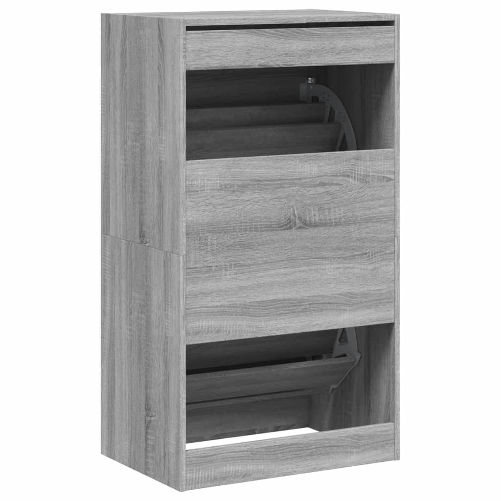 Sapateira c/ 2 gavetas articuladas 60x42x108 cm cinzento sonoma
