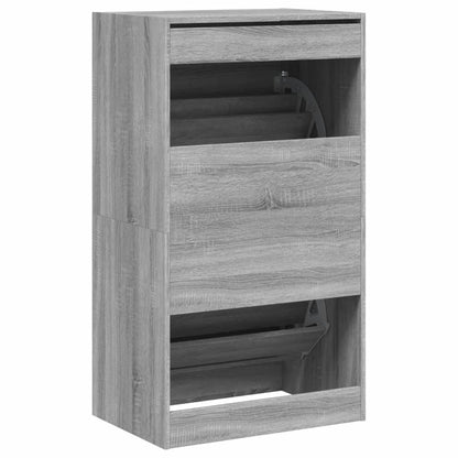 Sapateira c/ 2 gavetas articuladas 60x42x108 cm cinzento sonoma