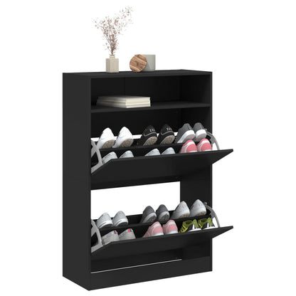 Sapateira c/ 2 gavetas articuladas 80x34x116 cm preto