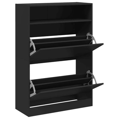Sapateira c/ 2 gavetas articuladas 80x34x116 cm preto