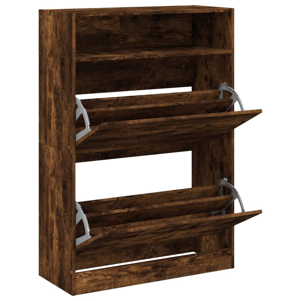 Sapateira c/ 2 gavetas articuladas 80x34x116 cm carvalho fumado