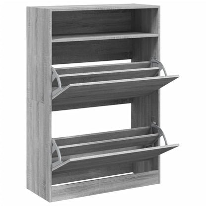 Sapateira c/ 2 gavetas articuladas 80x34x116 cm cinzento sonoma