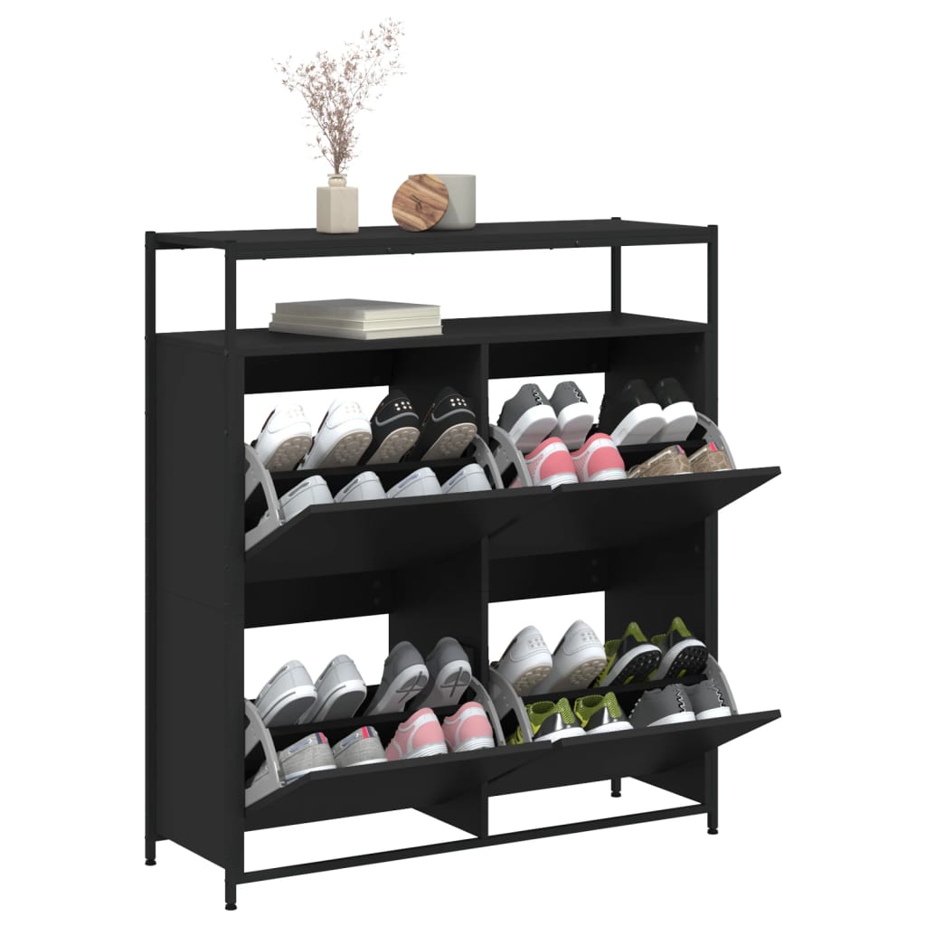 Sapateira c/ 4 gavetas articuladas 100x34x112 cm preto