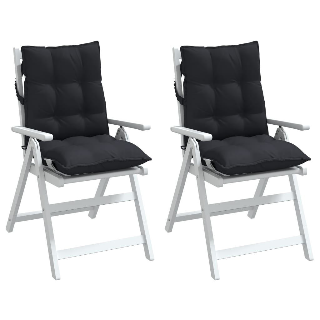 Almofadões cadeira encosto baixo 2 pcs tecido oxford preto