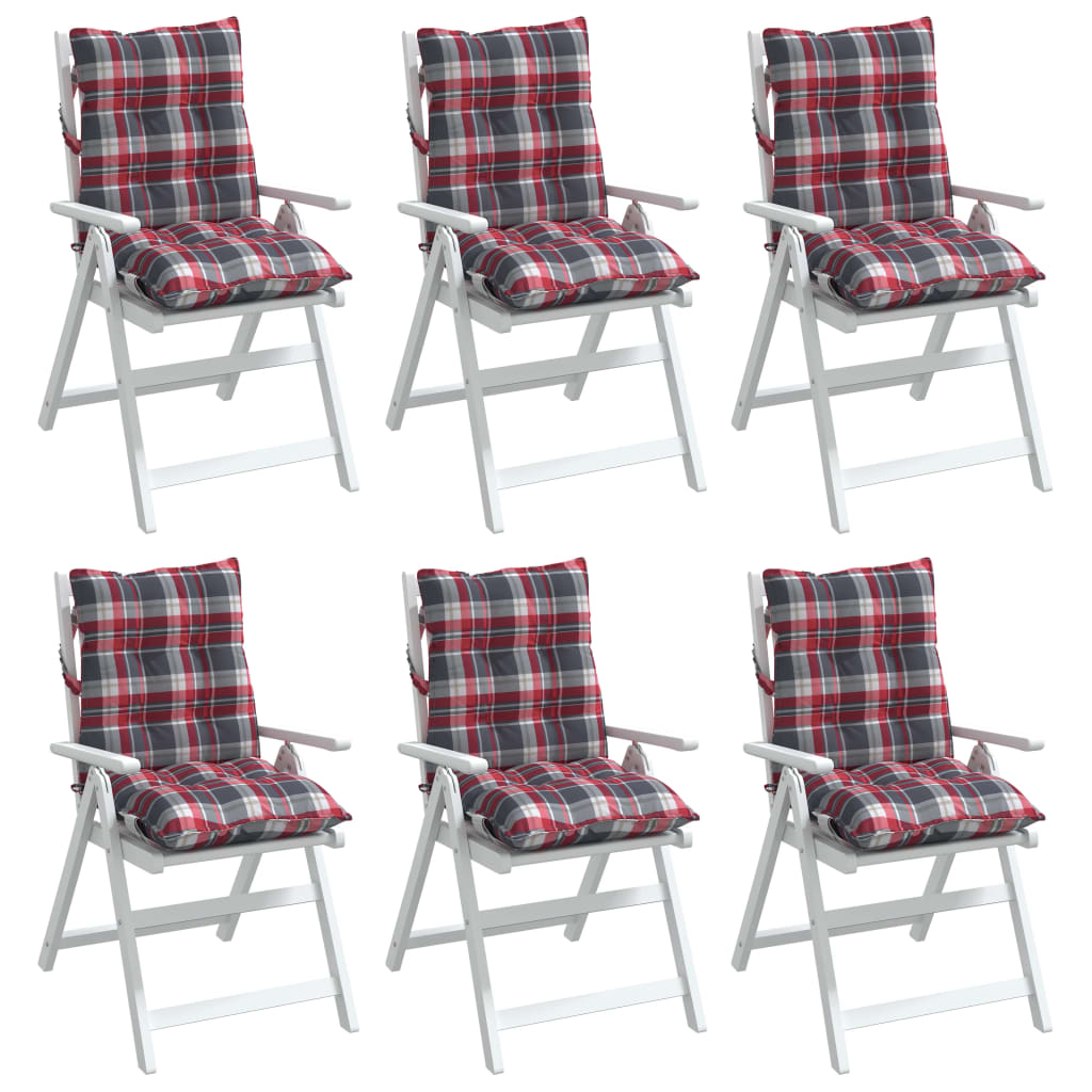 Almofadões cadeira encosto baixo 6 pcs oxford xadrez vermelho