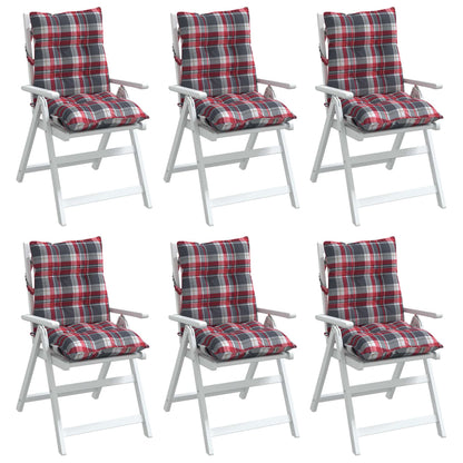 Almofadões cadeira encosto baixo 6 pcs oxford xadrez vermelho