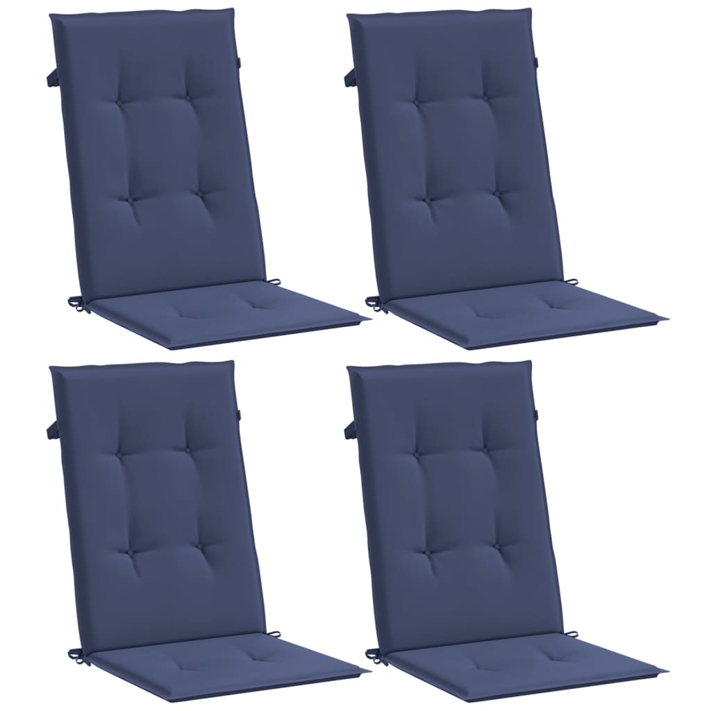 Almofadões cadeira encosto alto 4pcs tecido azul-marinho