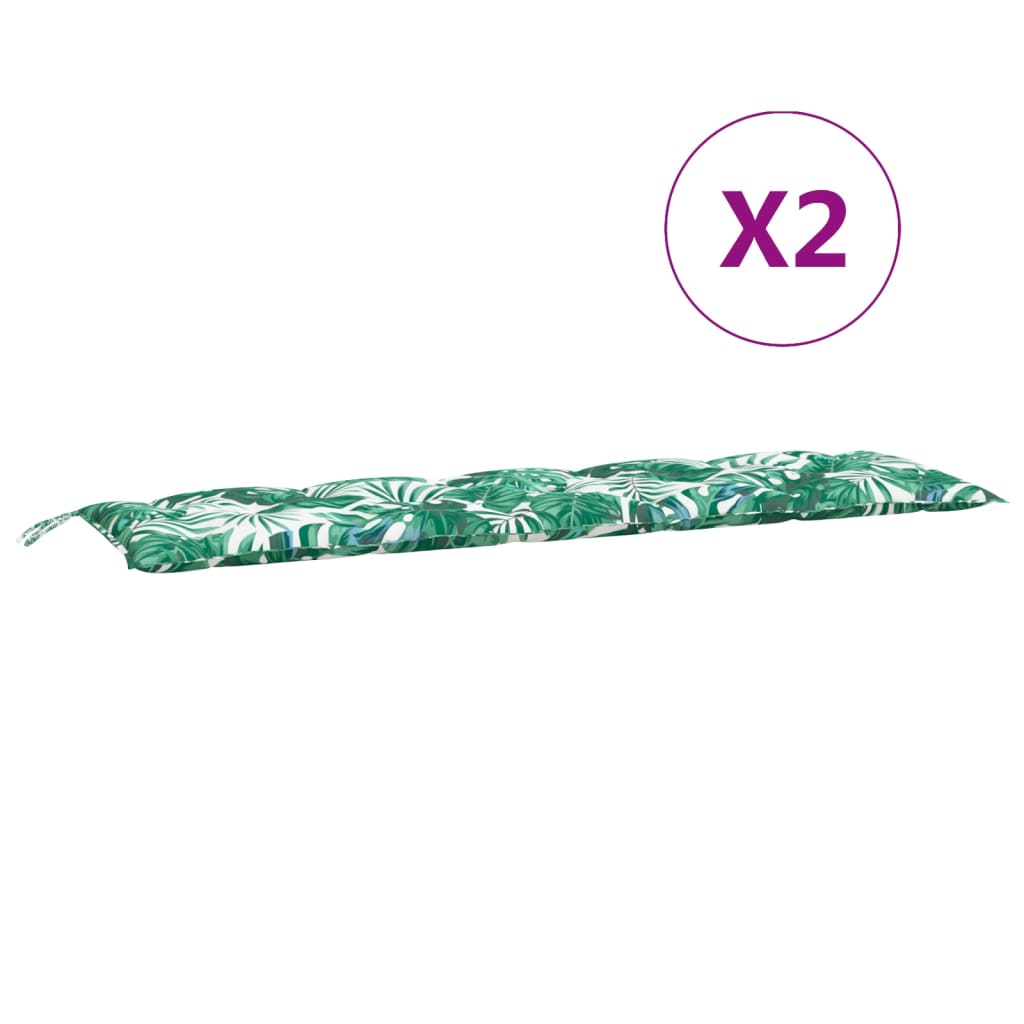 Almofadões banco jardim 2 pcs 180x50x7cm oxford padrão folhas