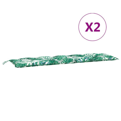 Almofadões banco jardim 2 pcs 180x50x7cm oxford padrão folhas