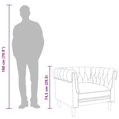 Sofá chesterfield tecido cinzento-claro