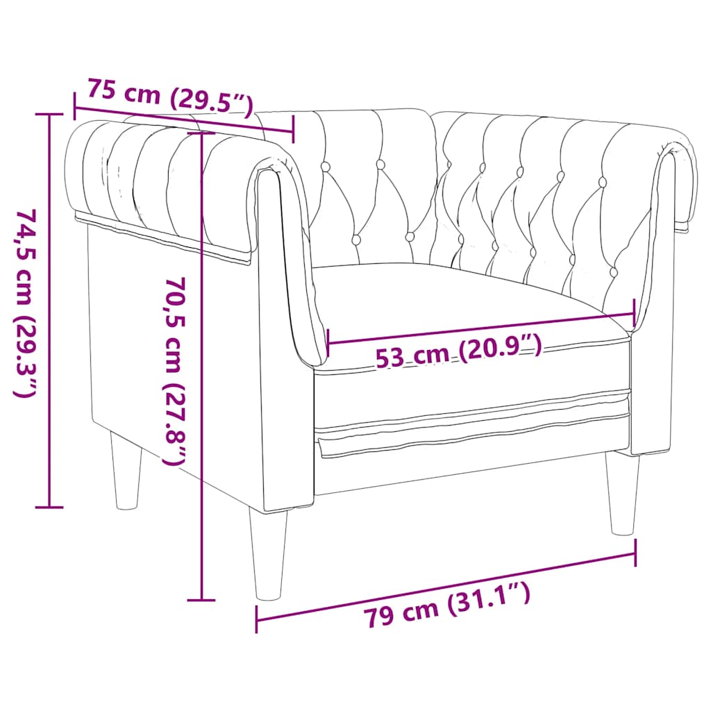 Sofá chesterfield tecido castanho