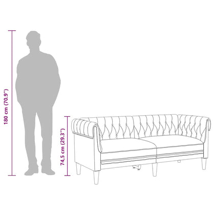 Sofá chesterfield de 2 lugares tecido cinzento-claro