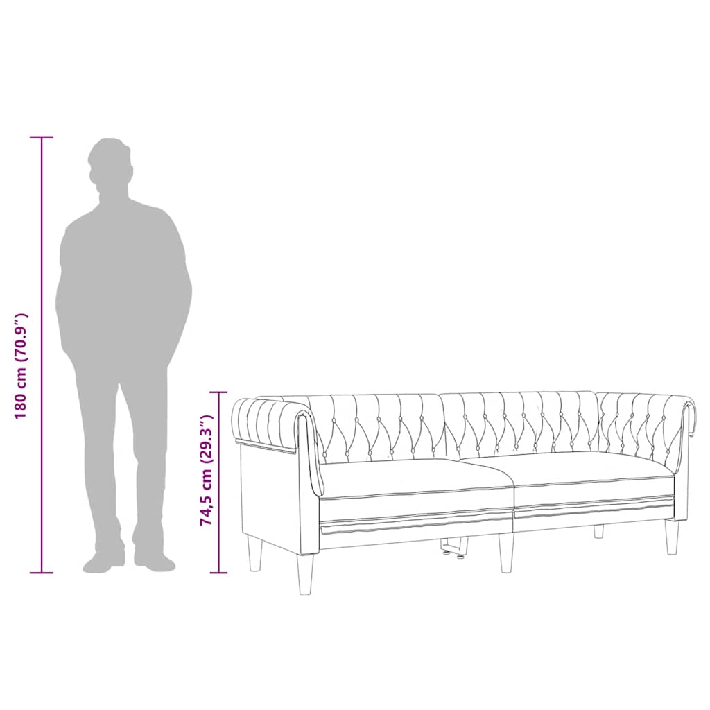 Sofá chesterfield 3 lugares tecido preto