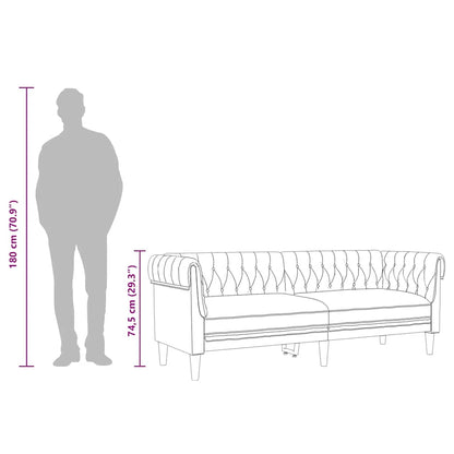 Sofá chesterfield 3 lugares tecido castanho-escuro