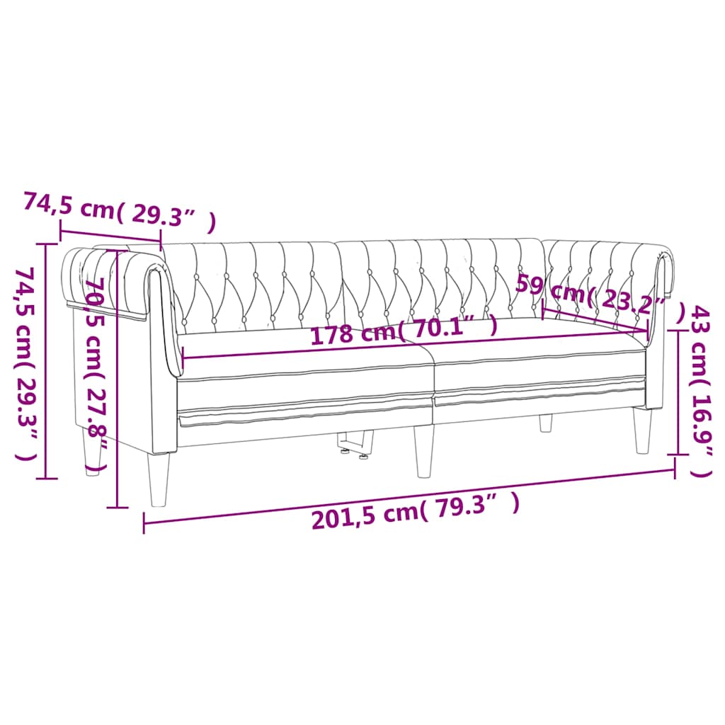 Sofá chesterfield 3 lugares tecido verde-escuro