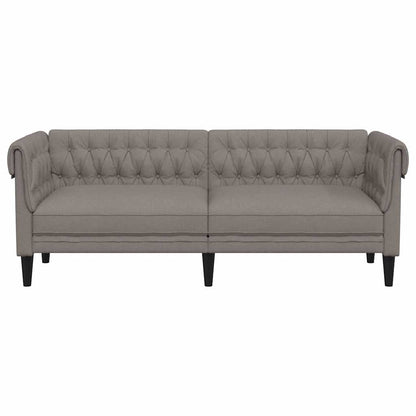 Sofá chesterfield 3 lugares tecido cinzento-acastanhado