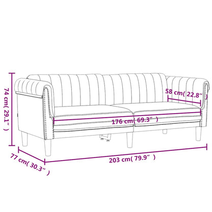 Sofá de 3 lugares veludo preto