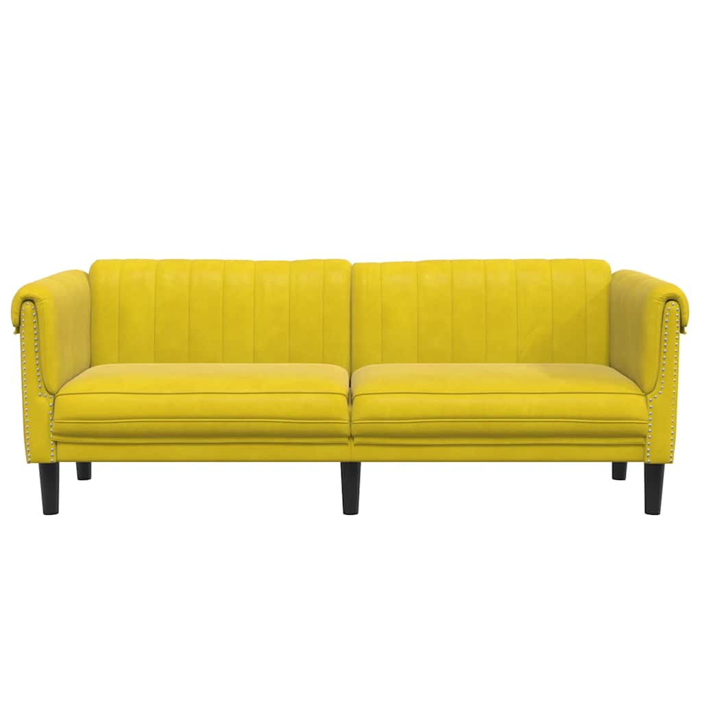 Sofá de 3 lugares veludo amarelo
