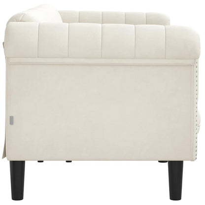 Sofá de 3 lugares veludo cor creme