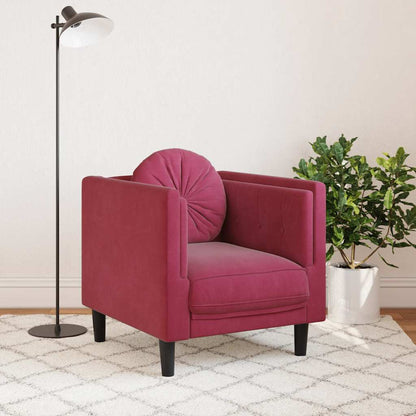 Poltrona com almofadão veludo vermelho tinto