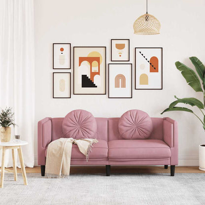 Sofá com almofadões 2 lugares veludo rosa