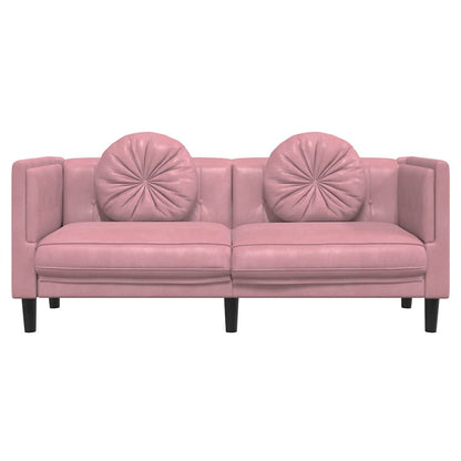 Sofá com almofadões 2 lugares veludo rosa