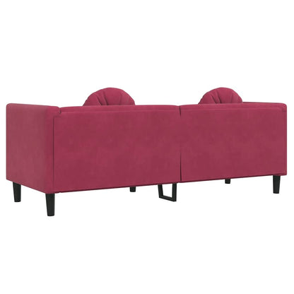 Sofá com almofadões 3 lugares veludo vermelho tinto