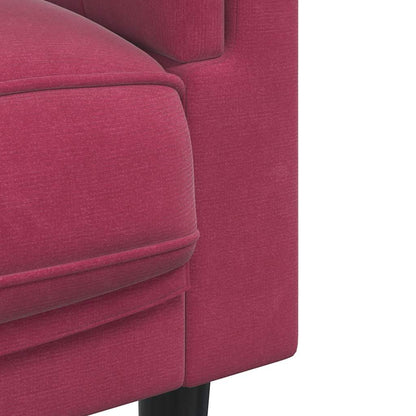 Sofá com almofadões 3 lugares veludo vermelho tinto