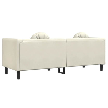 Sofá com almofadões 3 lugares veludo cor creme