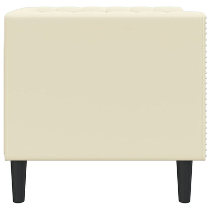 Sofá chesterfield couro artificial creme