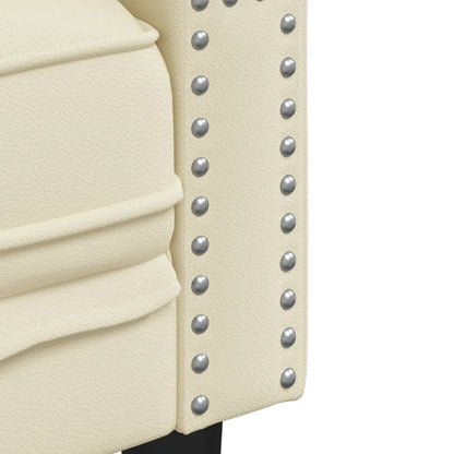 Sofá chesterfield couro artificial creme