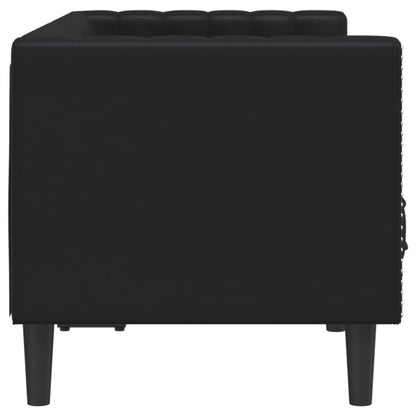 Sofá chesterfield 2 lugares couro artificial preto