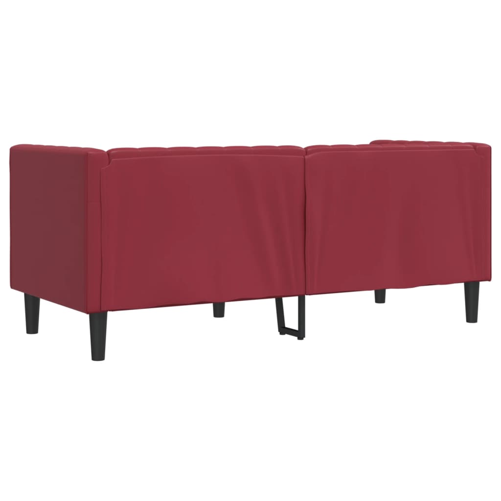 Sofá chesterfield 2 lugares couro artificial vermelho tinto