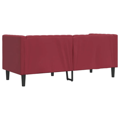 Sofá chesterfield 2 lugares couro artificial vermelho tinto