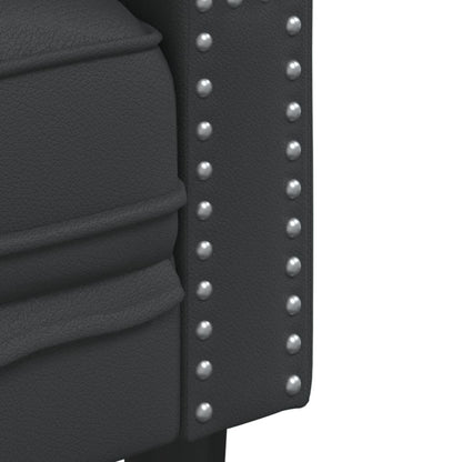 Sofá chesterfield 3 lugares couro artificial preto