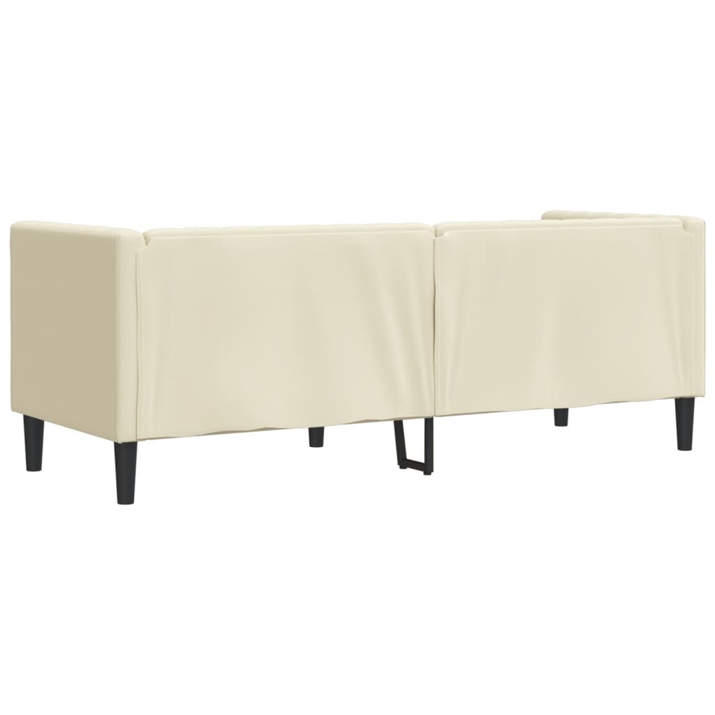 Sofá chesterfield 3 lugares couro artificial creme