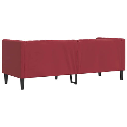 Sofá chesterfield 3 lugares couro artificial vermelho tinto
