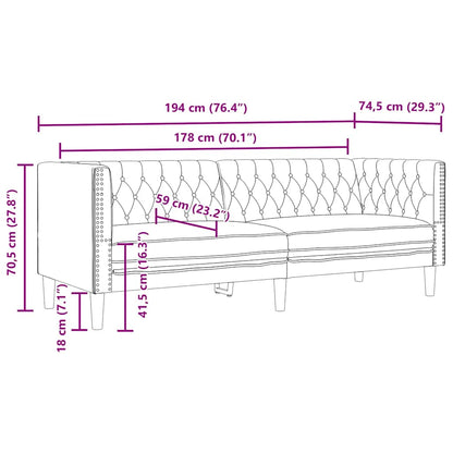 Sofá chesterfield 3 lugares couro artificial vermelho tinto