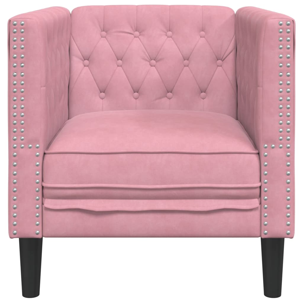 Sofá chesterfield veludo rosa
