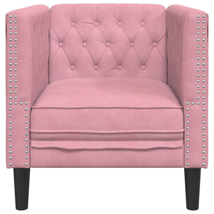 Sofá chesterfield veludo rosa