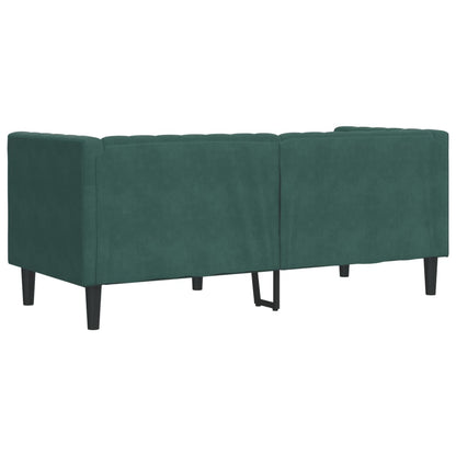 Sofá chesterfield com rolos 2 lugares veludo verde-escuro